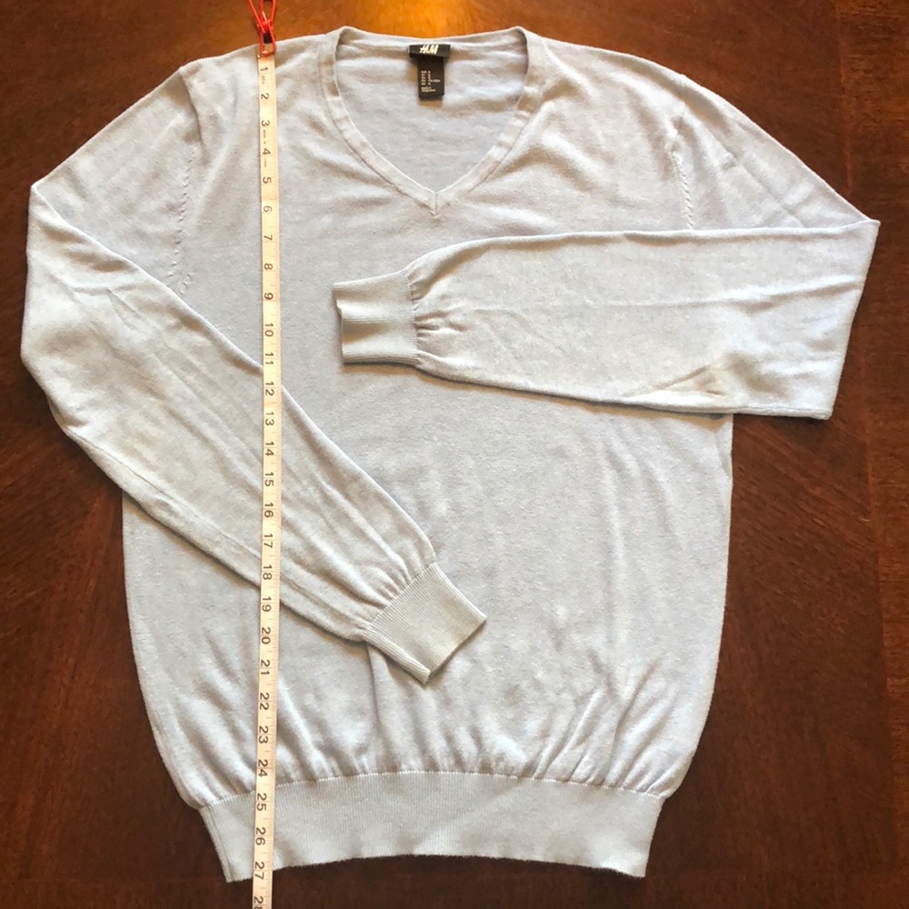 H&M, Light Blue V-Neck Sweater